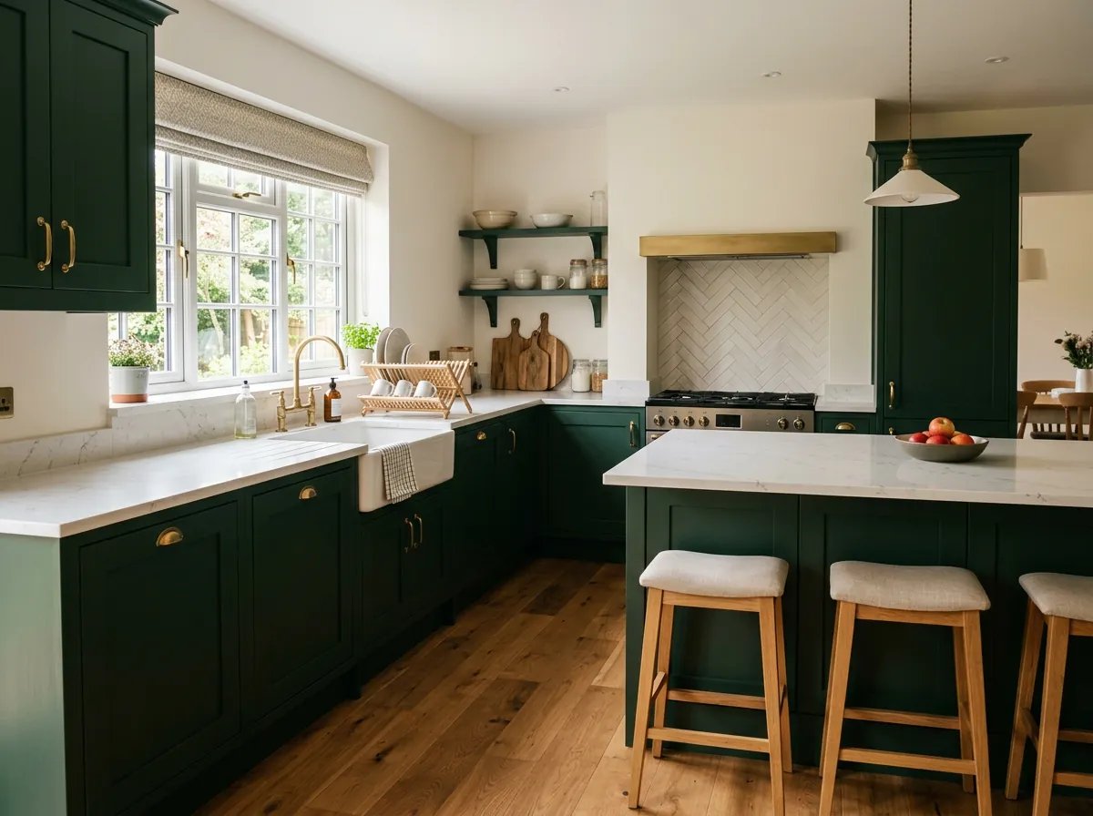 A new fitted kitchen with an island