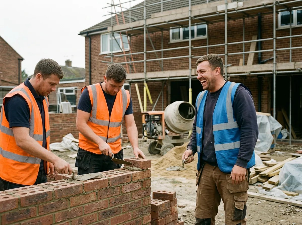 The team on site, building an extension